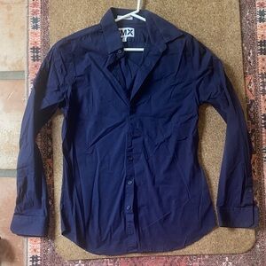 Express Slim Fit Navy Blue Button Down Shirt